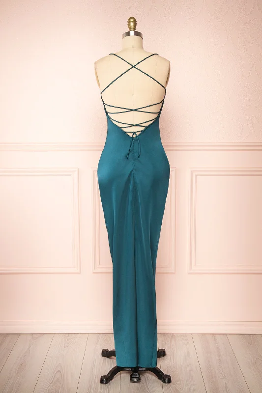 Halter Neck Women Dress to Show Off the Shoulders and NecklineOlivia Green | Mermaid Maxi Dress