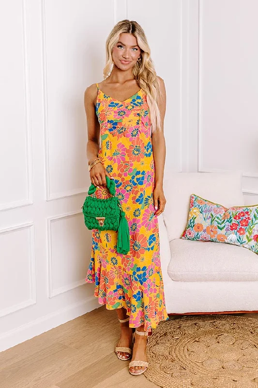 Ruffled Women Dress with Multiple Layers for a Playful and Girly StyleOver The Ocean Floral Midi