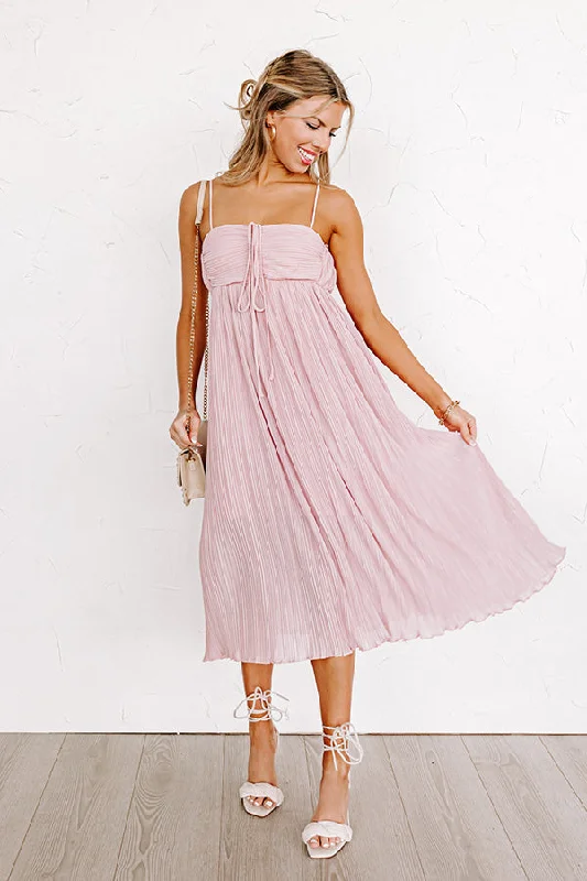 Sheath Women Dress with a Tailored Fit for a Professional LookPowerful Love Pleated Midi In Blush