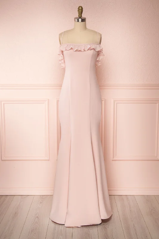 Off - the - Shoulder Women Dress for a Romantic and Feminine LookSasha Blush | Pink Mermaid Gown