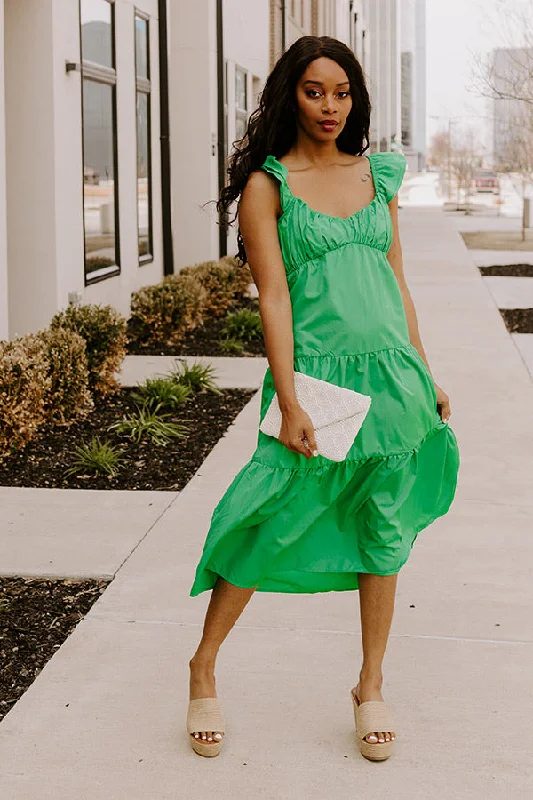 Little Black Women Dress with Sequins for a Glamorous Night OutSeaside Serenity Midi In Kelly Green