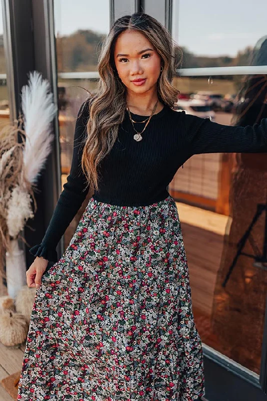 Empire Waist Women Dress to Accentuate the Bust and Conceal the WaistSonoma Breeze Floral Midi In Black