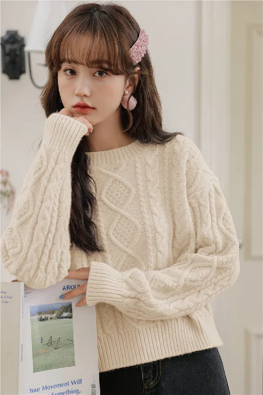 button down women cardigan with vintage buttonsBasic Cable Knit Sweater (6 Colors)