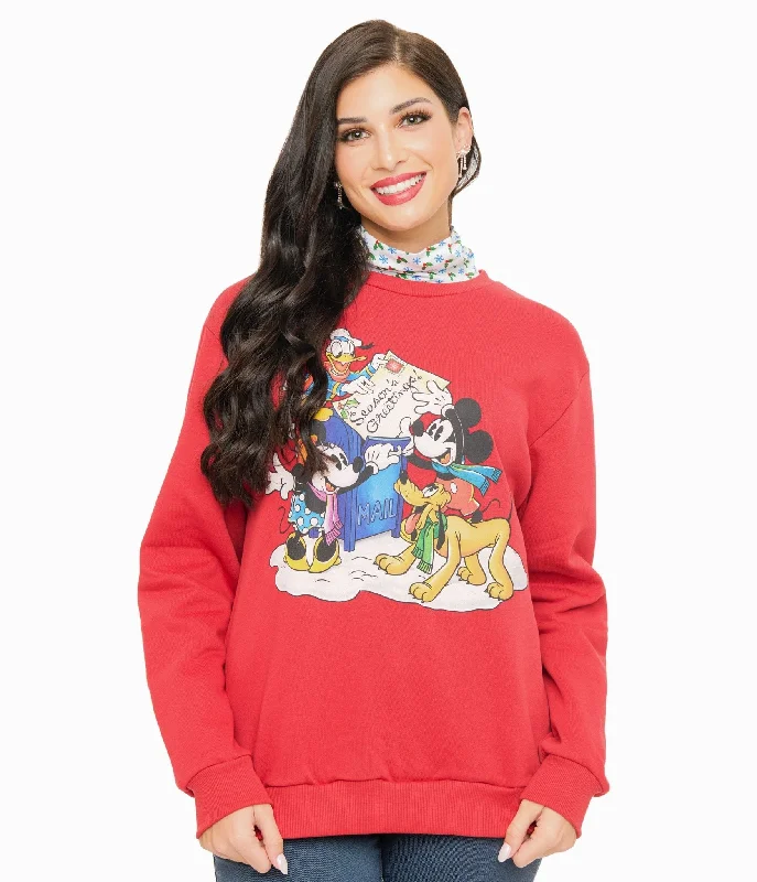 hooded women cardigan for added warmth and styleCakeworthy Red Mickey & Minnie Seasons Greetings Sweatshirt