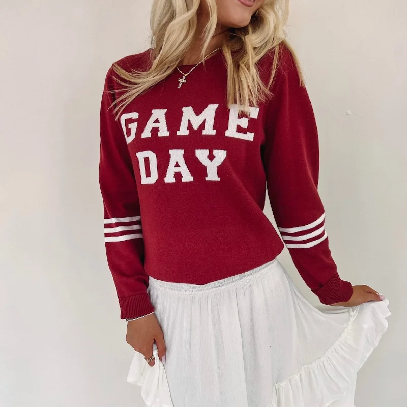 oversized women cardigan for a trendy and cozy lookGameday Sweater - Burgundy/White