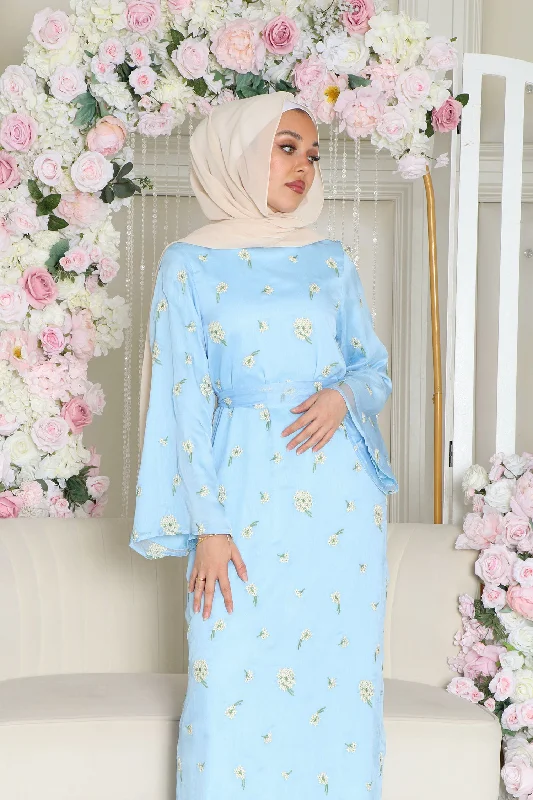 maternity women cardigan for expecting momsInara Embroidery Dress- Sky Blue