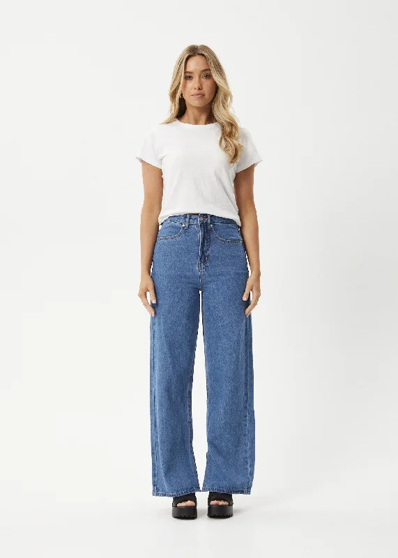 High - rise flare women jeans for a 70s - inspired lookAFENDS Womens Bella - Denim Wide Leg Baggy Jean - Worn Blue