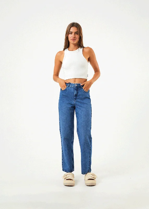 High - waisted women jeans for a flattering silhouetteAFENDS Womens Shelby - Denim Wide Leg Jeans Long - Authentic Blue