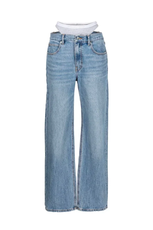 High - waisted women jeans for a flattering silhouetteAlexander Wang Layered Loose Jean - Vintage Light Indigo