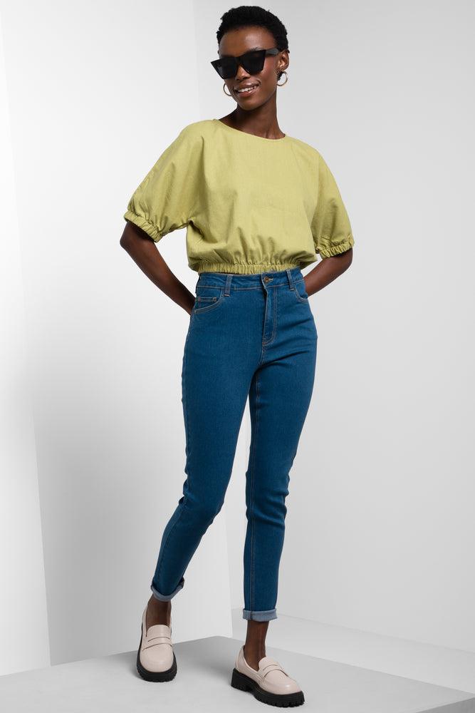 Colored women jeans in vibrant hues like red and yellowHigh Rise Skinny Denim Jeans Blue