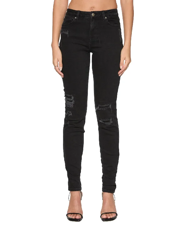 Light - wash women jeans for a fresh and summery appearanceSPRAY ON XTRA BONEYARD BLACK