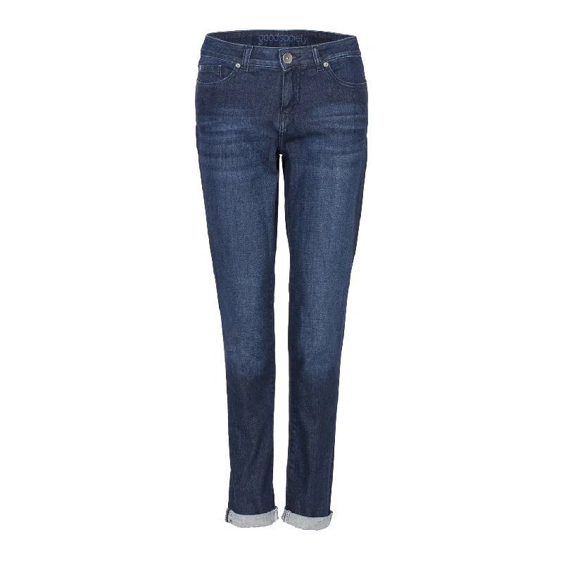 Cargo women jeans with multiple pockets for added functionalityWomens Slim Tapered Cropped Jeans - Kyanos