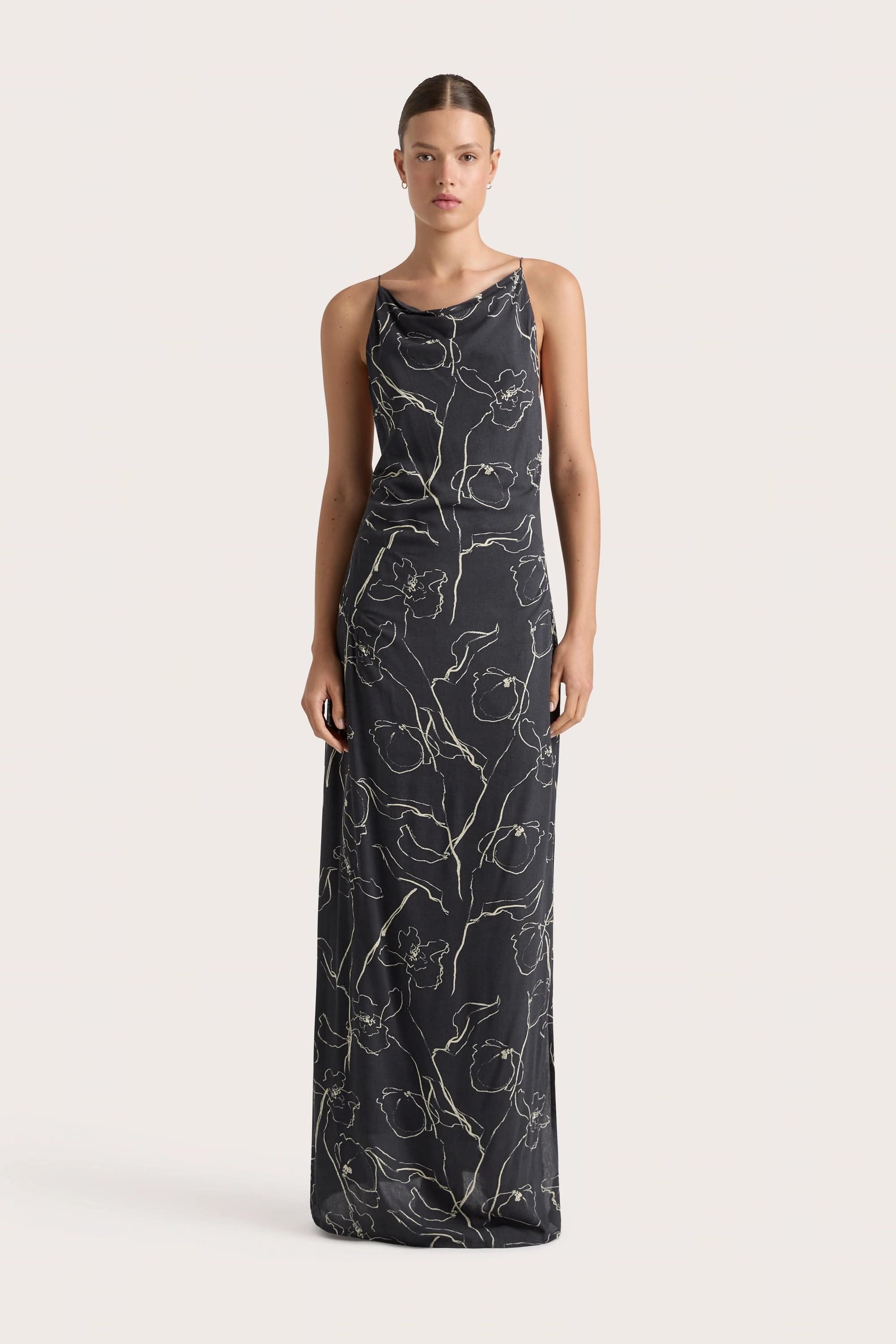 Backless Women Dress for a Sexy and Alluring Look at Evening EventsAurelie Maxi Dress Calla Charred Navy