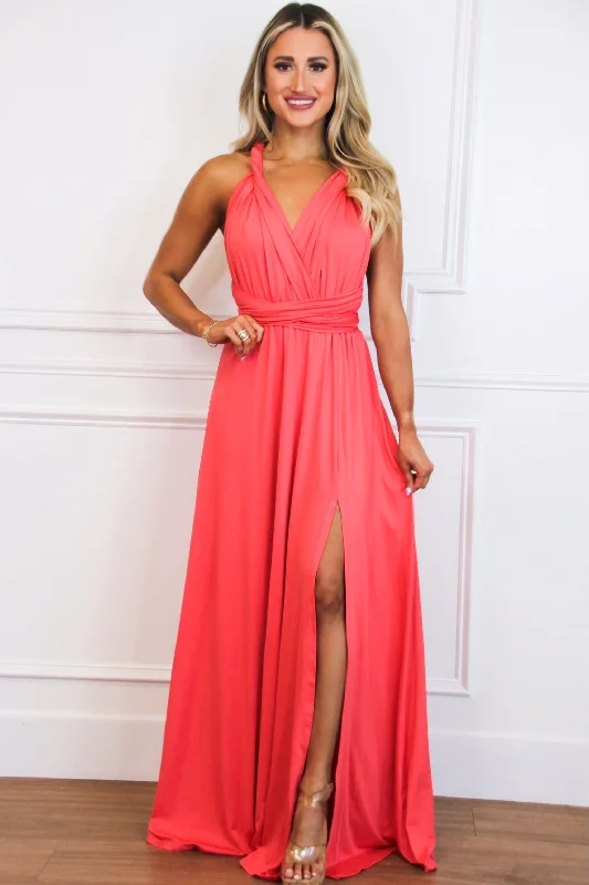 Shift Women Dress with a Simple and Classic Design for Everyday WearClassic Wrap Maxi Dress: Coral