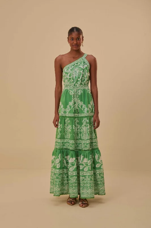 Halter Neck Women Dress to Show Off the Shoulders and NecklineGreen Sweet Garden Maxi Dress