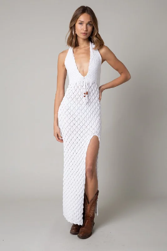 Wrap - Style Women Dress with Adjustable Fit for All Body TypesLotus White Crochet Cover-Up Maxi Dress