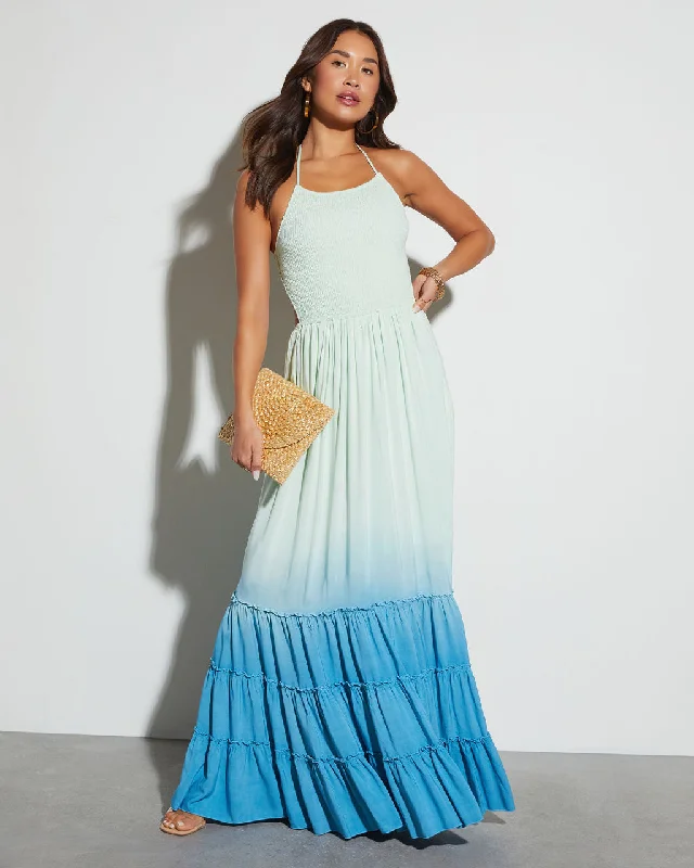 Pleated Women Dress with a Timeless and Elegant TextureOcean Breeze Tiered Maxi Dress