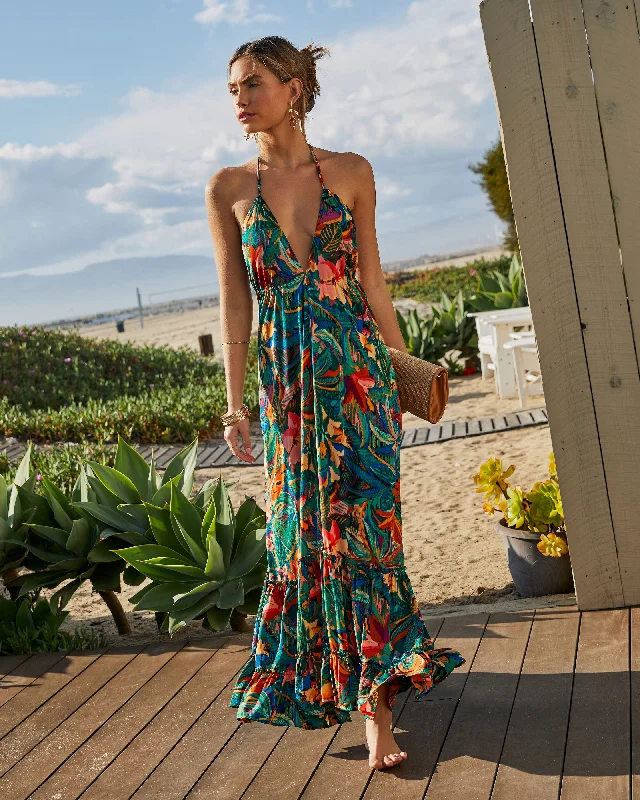 Lace - Embellished Women Dress for an Elegant and Sophisticated AppearanceOphira Tropical Print Maxi Dress