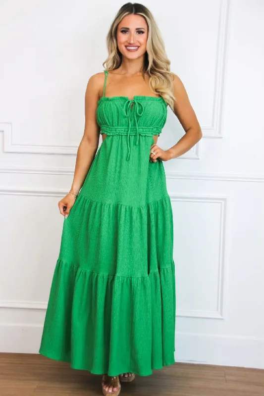 Shift Women Dress with a Simple and Classic Design for Everyday WearSantos Cutout Maxi Dress: Green