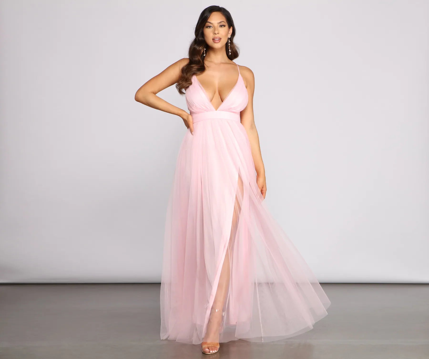 Wrap - Style Women Dress with Adjustable Fit for All Body TypesSaylor Formal Double Slit Tulle Dress