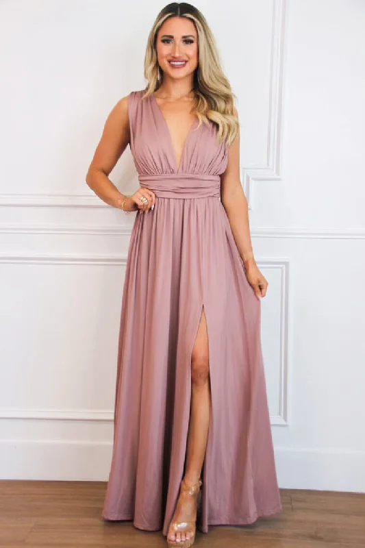 Sleeveless Women Dress in Bright Colors for Summer PartiesSelma V Neck Maxi Dress: Blush