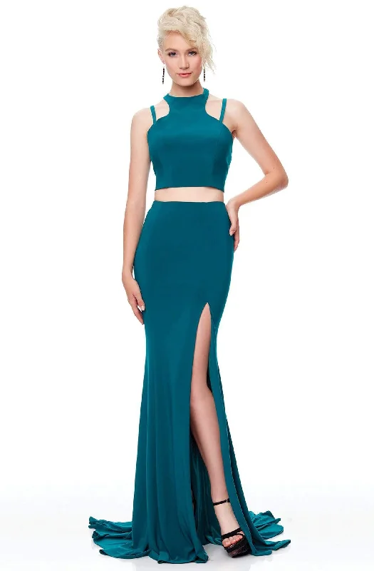 Mermaid - Style Women Dress with a Fitted Silhouette for Special OccasionsClarisse - 3761 Two-Piece Jersey High Slit Evening Gown