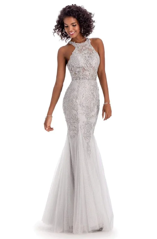 Halter Neck Women Dress to Show Off the Shoulders and NecklineClarisse - 8094 Beaded Lace Halter Trumpet Dress