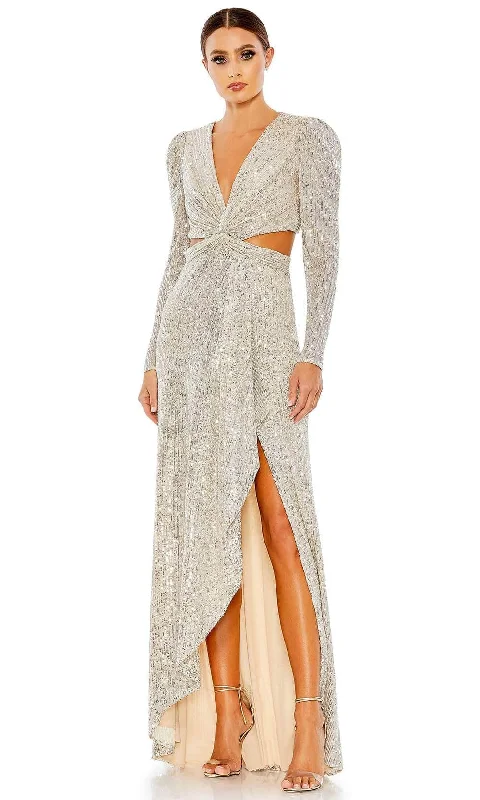 Sheath Women Dress with a Tailored Fit for a Professional LookIeena Duggal 26739 - Long-Sleeved Sequined Gown