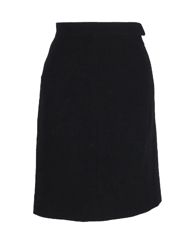 Cuffed Women Shorts for a Laid - Back and Trendy LookChanel Above-Knee Straight Skirt in Black Polyester