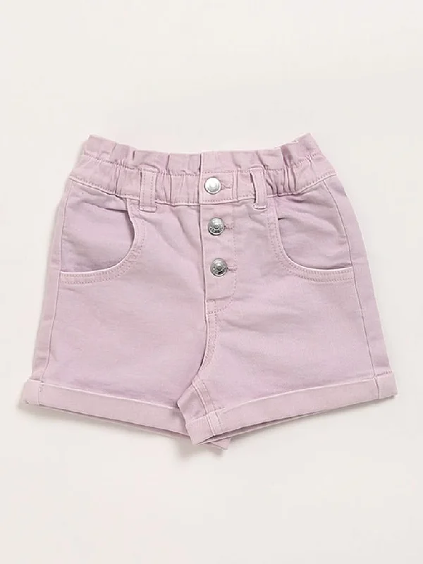 Denim Women Shorts with Distressed Details for a Casual VibeHOP Kids Lilac Denim Shorts