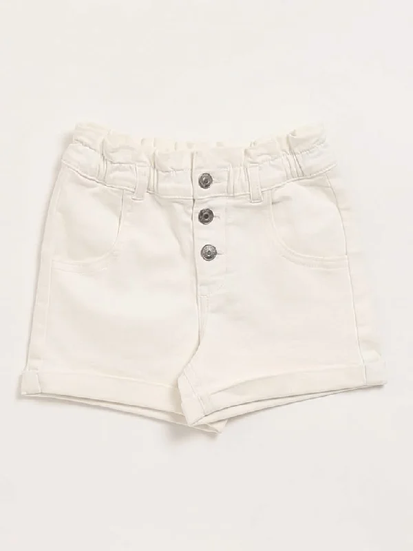 Belted Women Shorts to Enhance the WaistlineHOP Kids White Denim Shorts