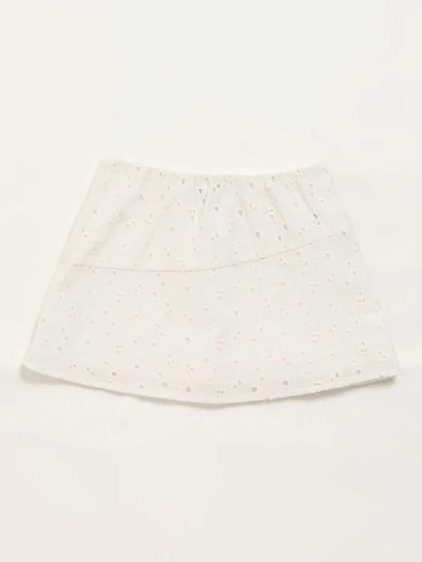 Bermuda Women Shorts for a Classic and Sophisticated LookHOP Kids White Embroidered Skirt