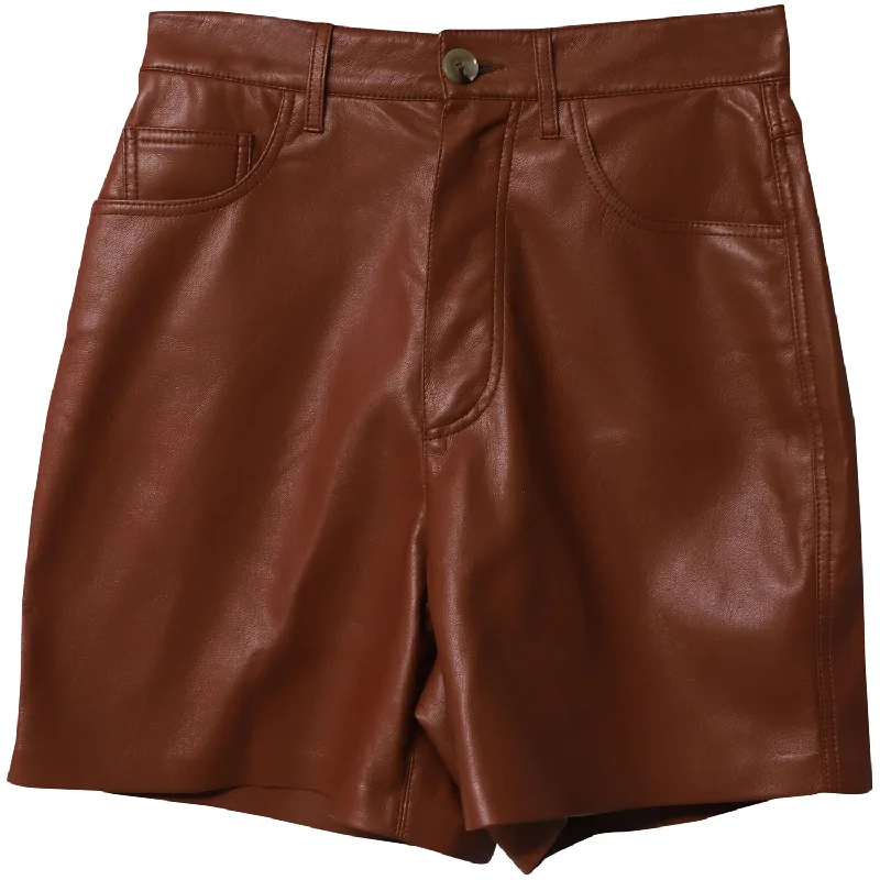 Cargo Women Shorts with Multiple Pockets for FunctionalityNanushka High-Waisted Shorts in Brown leather