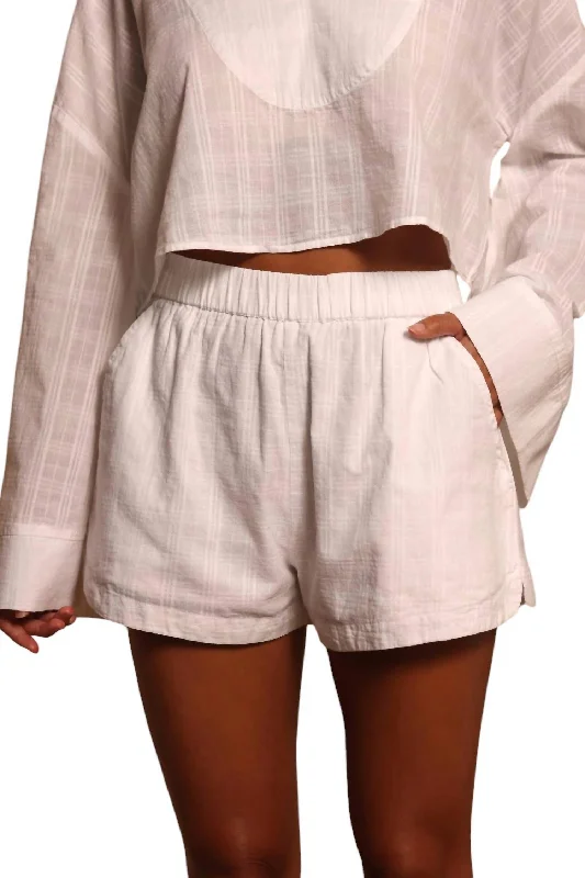 Embroidered Women Shorts with Intricate DesignsPaula Pull On Short In Bright White