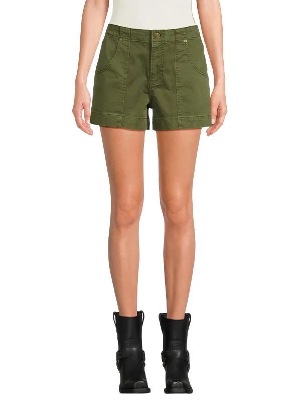 Cuffed Women Shorts for a Laid - Back and Trendy LookUtility Shorts In Hunter Green