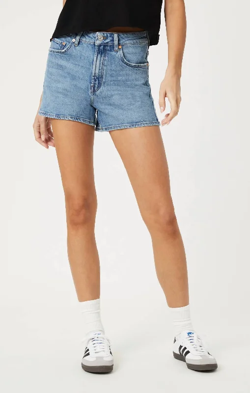 Linen Women Shorts for Breathable Comfort in Hot WeatherVella Denim Shorts In Mid Recycled Blue