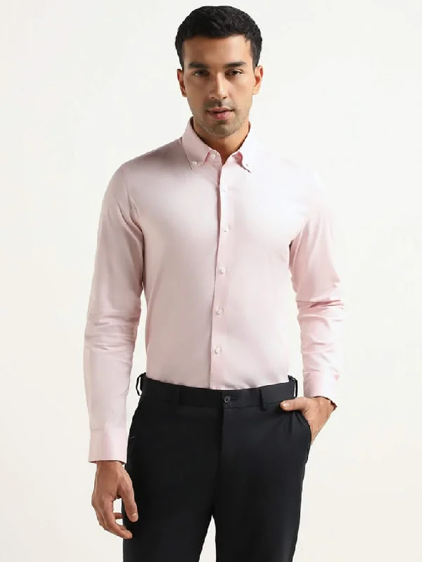 Cuffed Women Shorts for a Laid - Back and Trendy LookWES Formals Pink Cotton Blend Slim-Fit Shirt