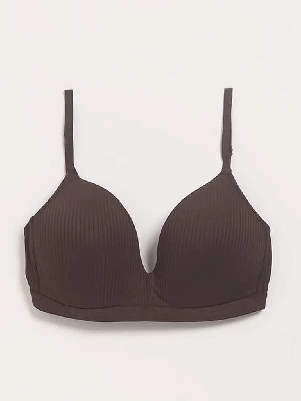 Bermuda Women Shorts for a Classic and Sophisticated LookWunderlove Chocolate Brown Self-Striped Bra