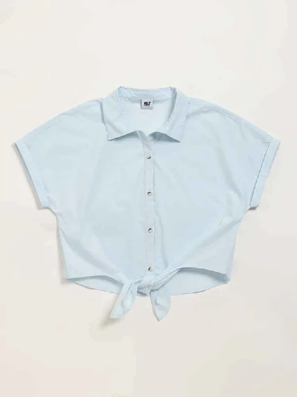 High - Waisted Women Shorts for a Retro and Flattering LookY&F Kids Blue Crop Shirt