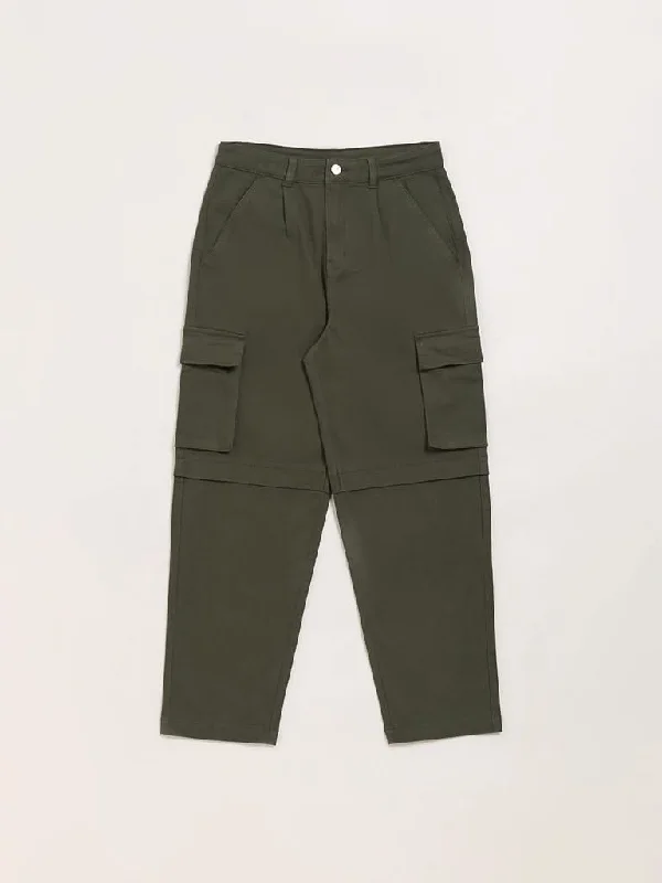 Plus Size Women Shorts with a Comfortable and Stylish FitY&F Kids Olive Cargo Trousers