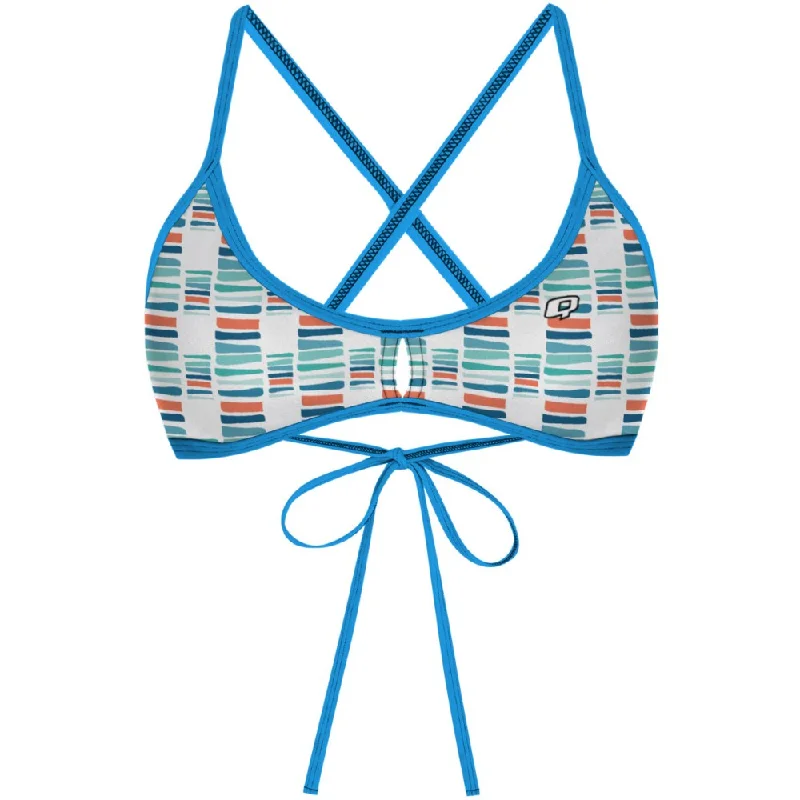 One - piece women swimwear with cut - outs for a stylish and modern appealBlocks  Demi Tieback Bikini Top