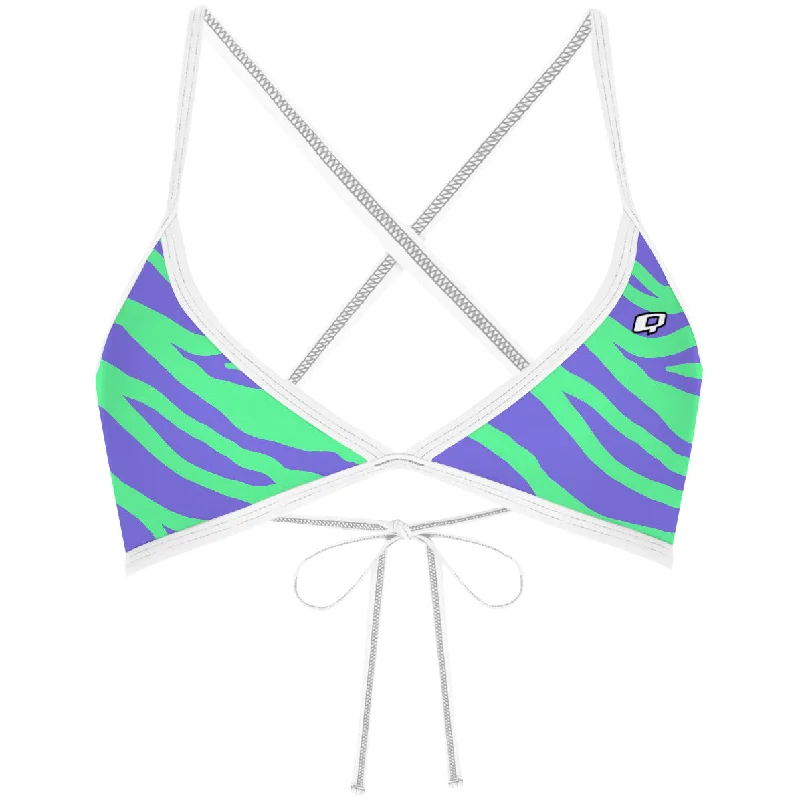 Printed floral women swimwear for a feminine and colorful beach vibeBrightZebra - Tieback Bikini Top