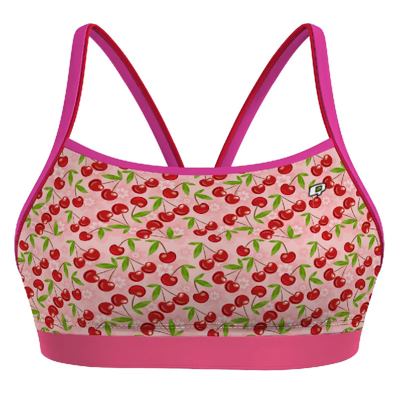 Tropical - print women swimwear for a vacation - ready beach styleCherry Picked Classic Sports Bikini Top