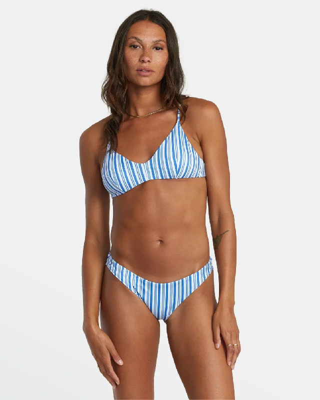 One - piece women swimwear with cut - outs for a stylish and modern appealCross Back Tie Bralette Bikini Top - Blue Yonder