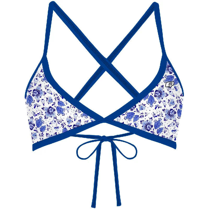 Sports women swimwear for high - intensity water activities like swimming lapsDelft Blue - Tieback Bikini Top