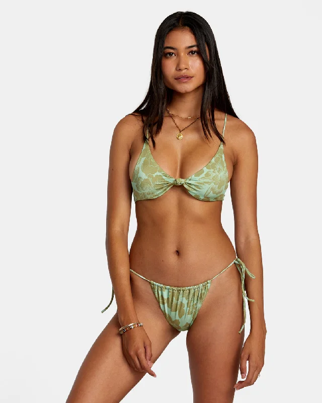 Monokini women swimwear with a unique one - piece - meets - bikini designFine Lines Shimmer Crossback Bikini Top - Seafoam