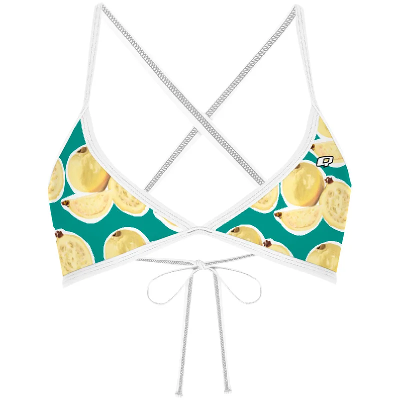 Striped women swimwear with a classic pattern for a timeless beach lookGuavaGroove - Tieback Bikini Top