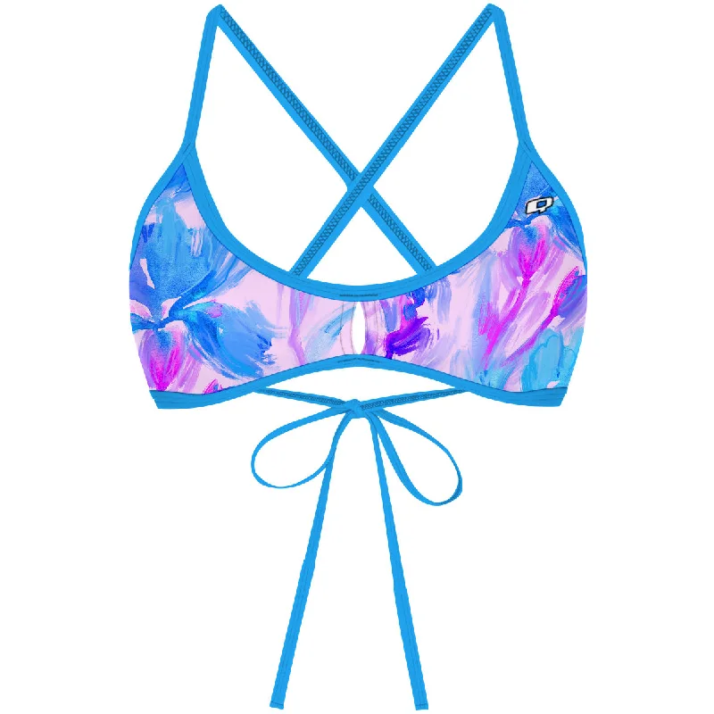 Convertible women swimwear that can be worn in multiple styles for versatilityPastel Flowers -   Demi Tieback Bikini Top