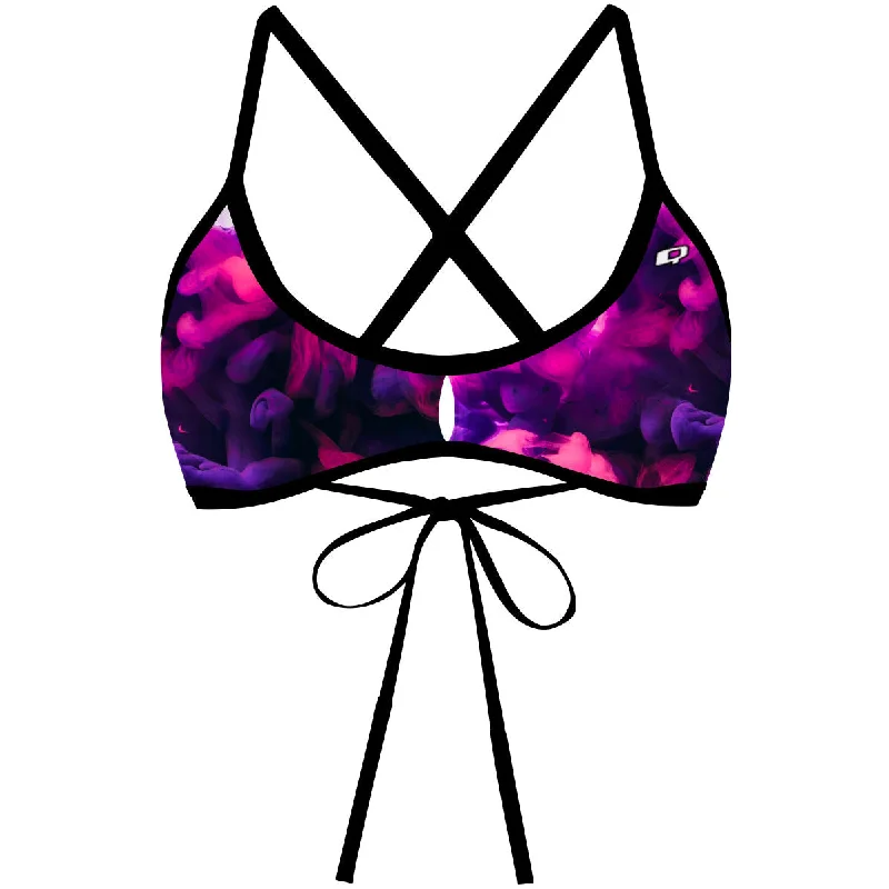 Long - sleeve women swimwear for extra sun protection and modestyPurple Smoke -   Demi Tieback Bikini Top