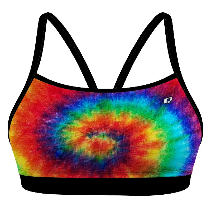 Sustainable women swimwear made from recycled materials for eco - conscious beachgoersTie Dye Classic Sports Bikini Top